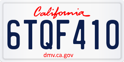 CA license plate 6TQF410