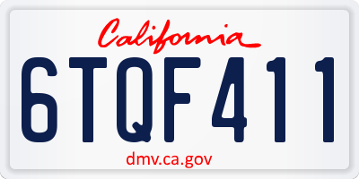 CA license plate 6TQF411