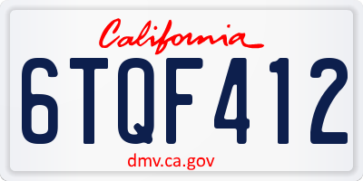 CA license plate 6TQF412