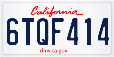 CA license plate 6TQF414