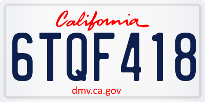 CA license plate 6TQF418