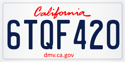 CA license plate 6TQF420