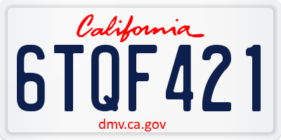 CA license plate 6TQF421