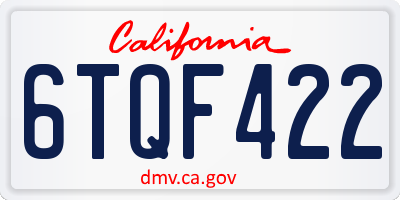 CA license plate 6TQF422