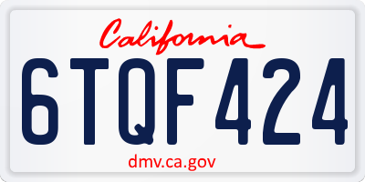 CA license plate 6TQF424