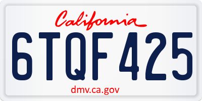 CA license plate 6TQF425