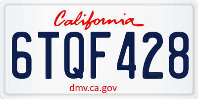 CA license plate 6TQF428