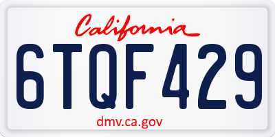 CA license plate 6TQF429