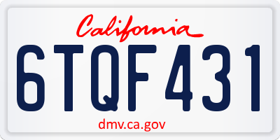 CA license plate 6TQF431