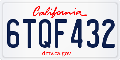 CA license plate 6TQF432