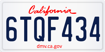 CA license plate 6TQF434