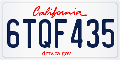 CA license plate 6TQF435