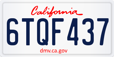 CA license plate 6TQF437