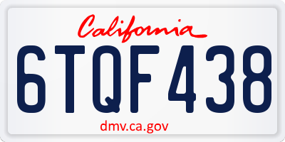 CA license plate 6TQF438