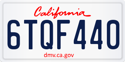 CA license plate 6TQF440