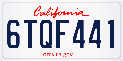 CA license plate 6TQF441