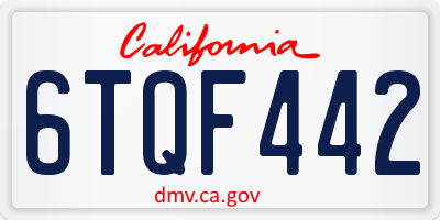 CA license plate 6TQF442