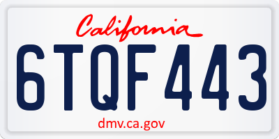 CA license plate 6TQF443