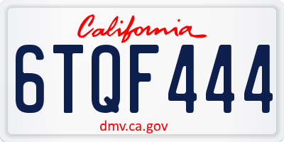 CA license plate 6TQF444