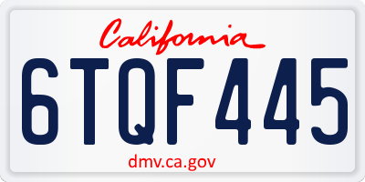 CA license plate 6TQF445