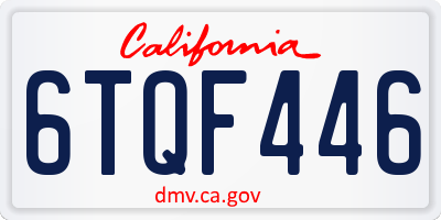 CA license plate 6TQF446