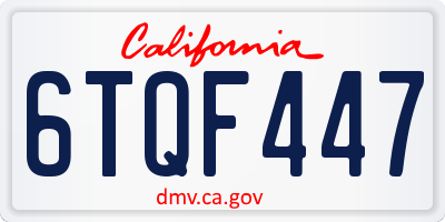 CA license plate 6TQF447