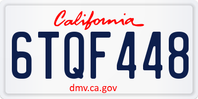 CA license plate 6TQF448