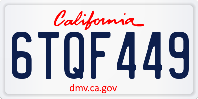 CA license plate 6TQF449