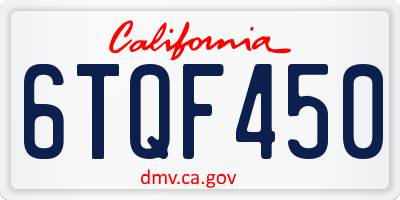 CA license plate 6TQF450