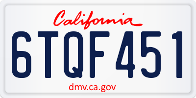 CA license plate 6TQF451