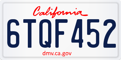 CA license plate 6TQF452