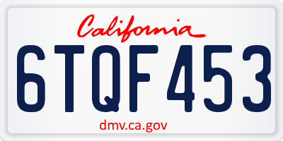 CA license plate 6TQF453