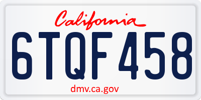 CA license plate 6TQF458