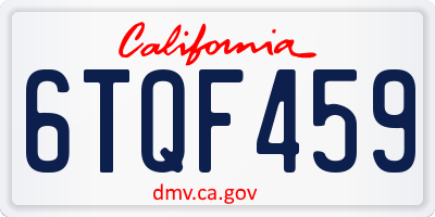 CA license plate 6TQF459