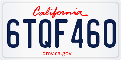 CA license plate 6TQF460