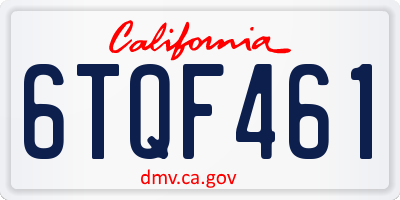 CA license plate 6TQF461