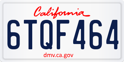 CA license plate 6TQF464