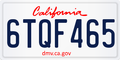 CA license plate 6TQF465