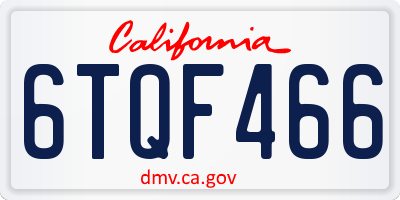 CA license plate 6TQF466