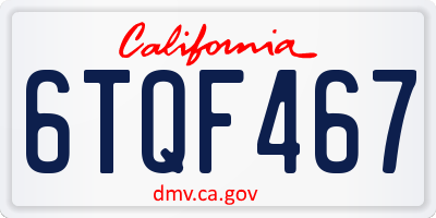 CA license plate 6TQF467