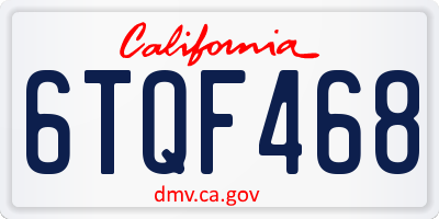 CA license plate 6TQF468