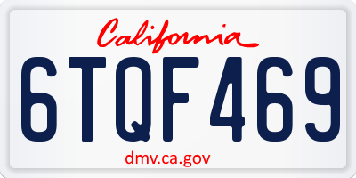CA license plate 6TQF469