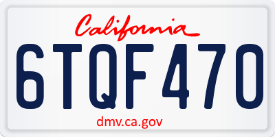 CA license plate 6TQF470