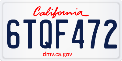 CA license plate 6TQF472