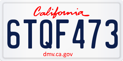 CA license plate 6TQF473