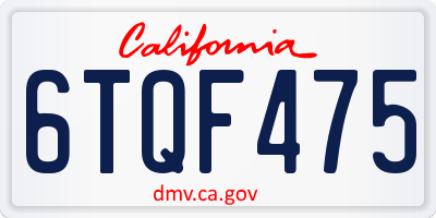 CA license plate 6TQF475