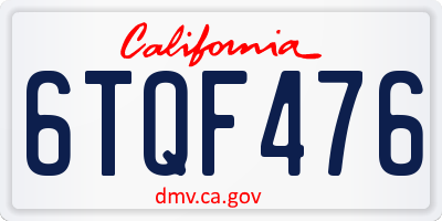 CA license plate 6TQF476