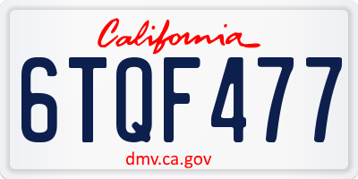 CA license plate 6TQF477