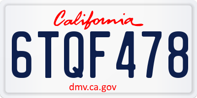 CA license plate 6TQF478