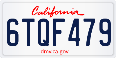 CA license plate 6TQF479